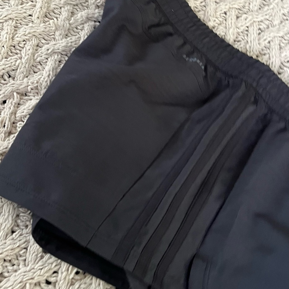 Adidas NEW black Athletic Training Short Women’s Large Heather Woven Pacer - Picture 8 of 12